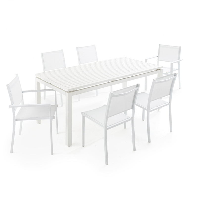 Salon de jardin table extensible 8 personnes blanche (2/7)