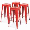 Lot de 4 tabourets en métal ROUGE