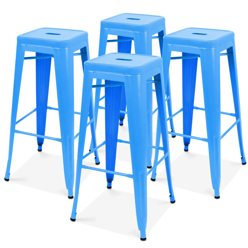 Lot de 4 tabourets en métal BLEU
