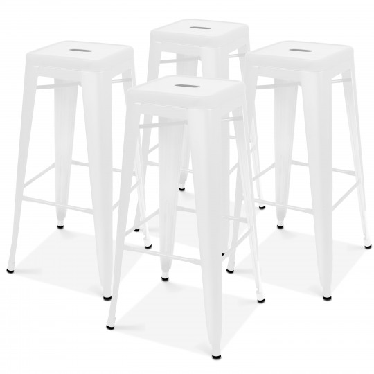 Lot de 4 tabourets en métal BLANC