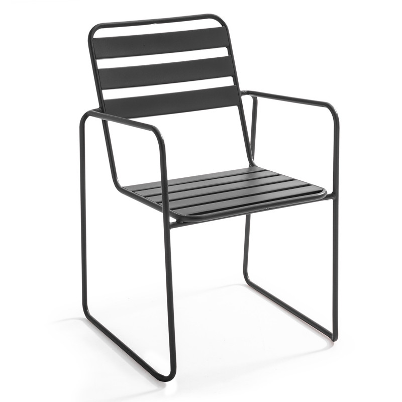 Chaise GRISE en métal intérieur salle à manger