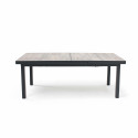 Table extensible plateau céramique effet bois gris