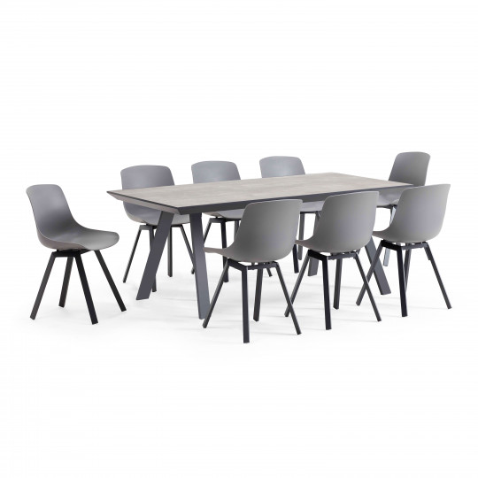 Table salle à manger design et 8 chaises scandinaves GRISES