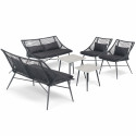 Salon de jardin filaire noir 6 personnes