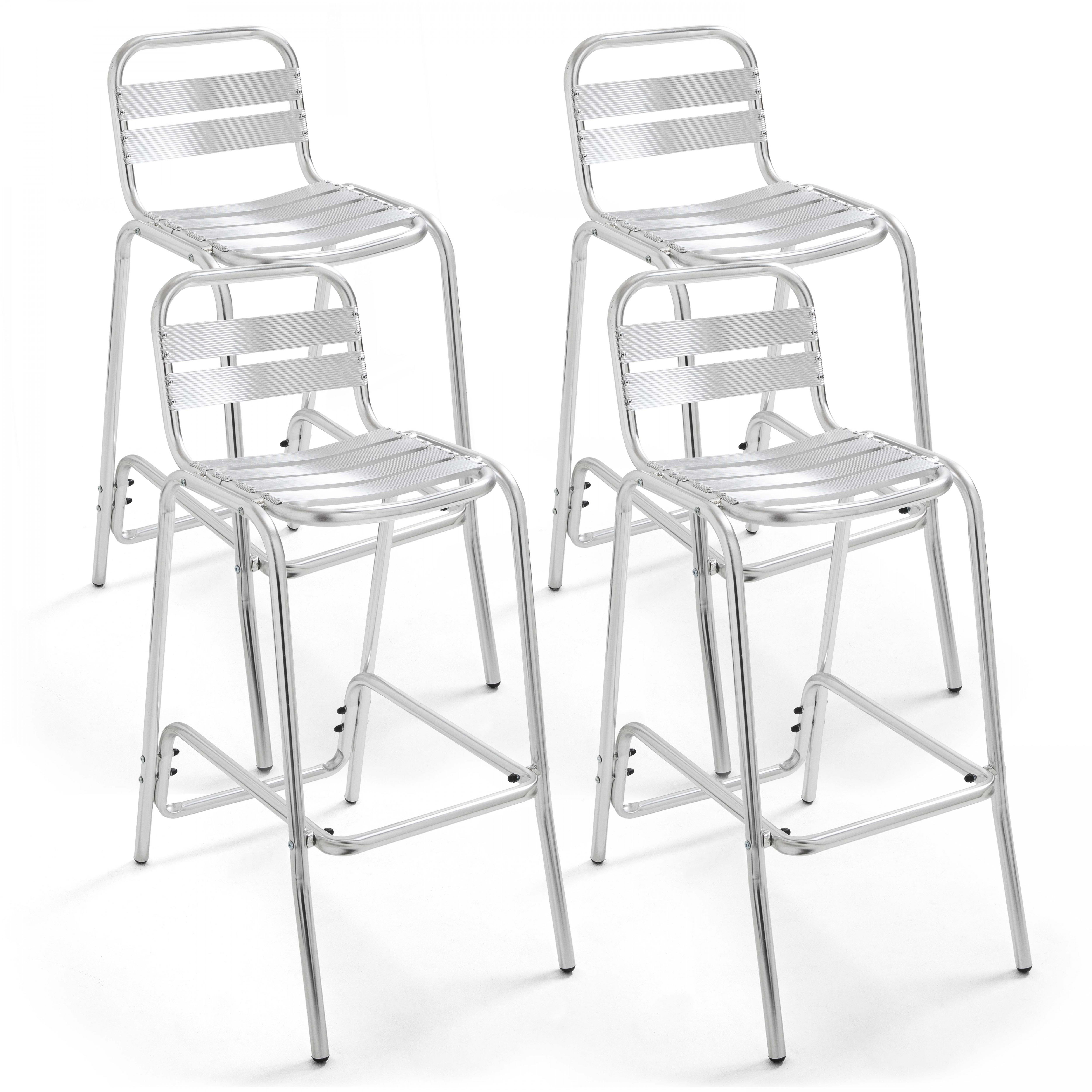 Lot de 4 tabourets hauts de jardin en aluminium