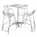 Mange debout carré en aluminium et 4 tabourets terrasse CHR