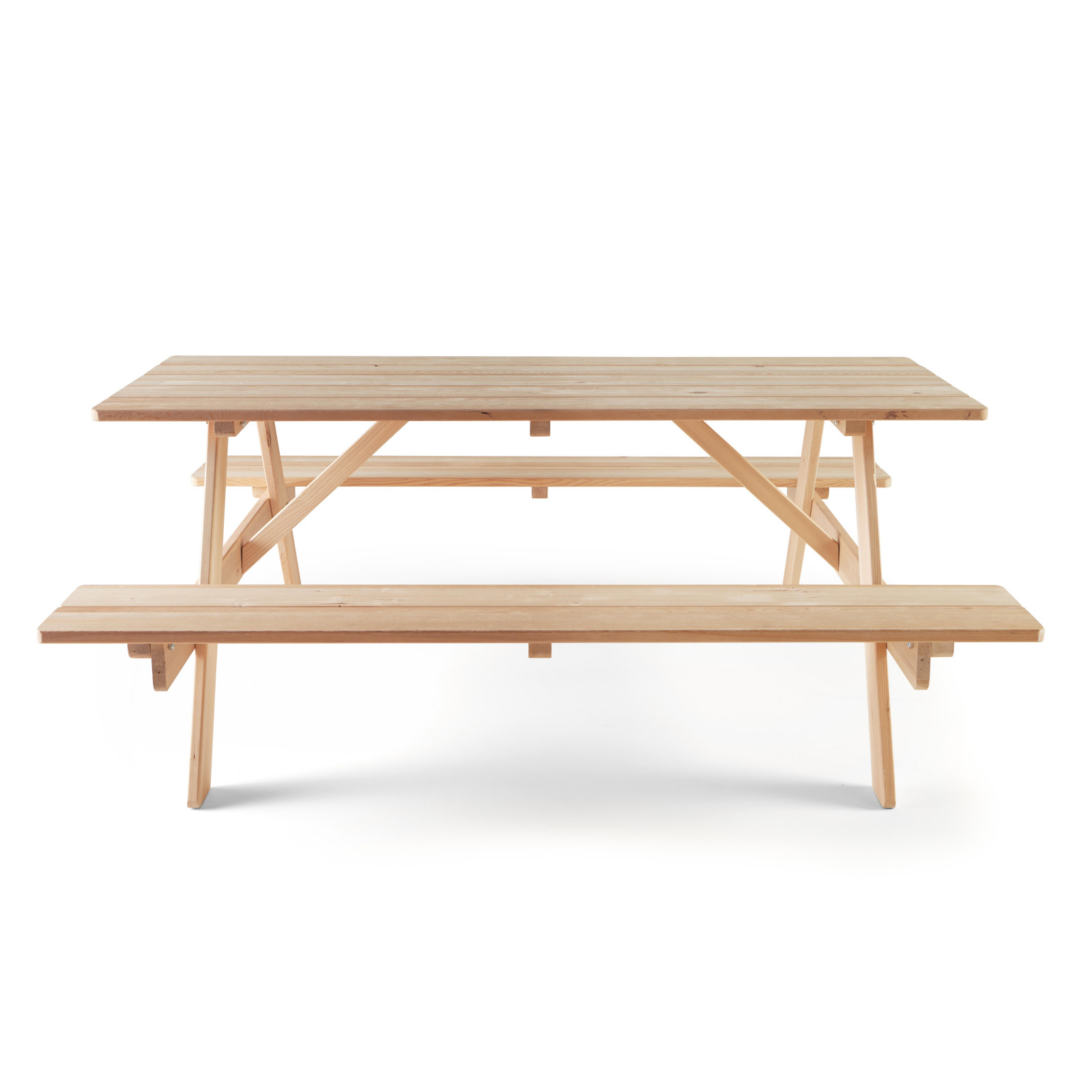 Table et 2 bancs bois camping