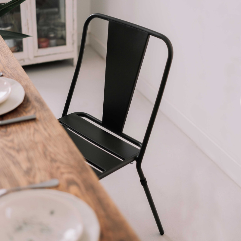 Chaise en métal GRISE salle à manger (2/5)