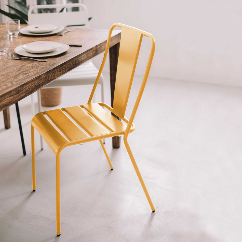 Chaise en métal JAUNE salle à manger