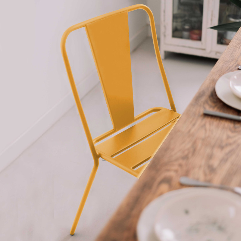 Chaise en métal JAUNE salle à manger (2/5)