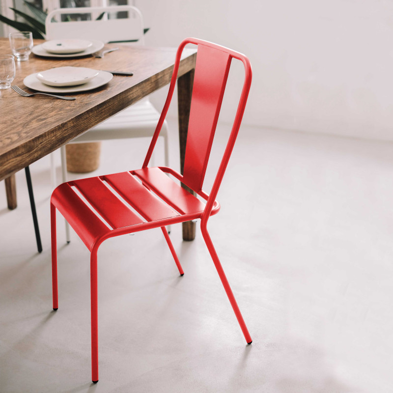 Chaise en métal ROUGE salle à manger