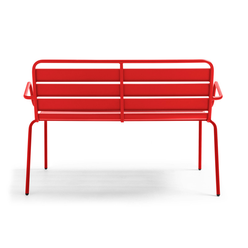 Banc de jardin rouge en métal (2/6)
