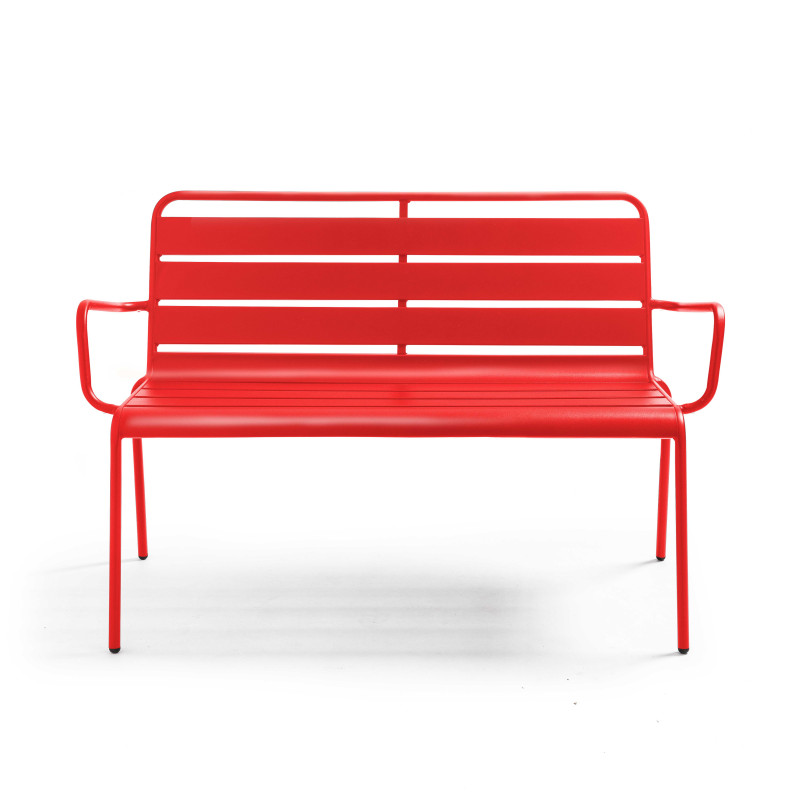 Banc métal de jardin rouge