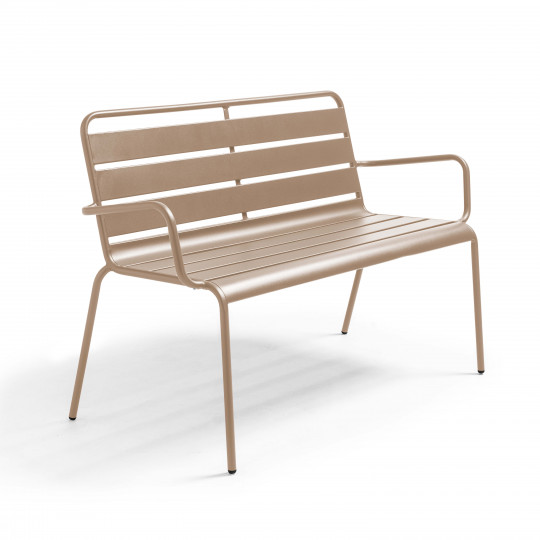 Banc de jardin avec dossier et accoudoirs en métal anti U.V | Oviala