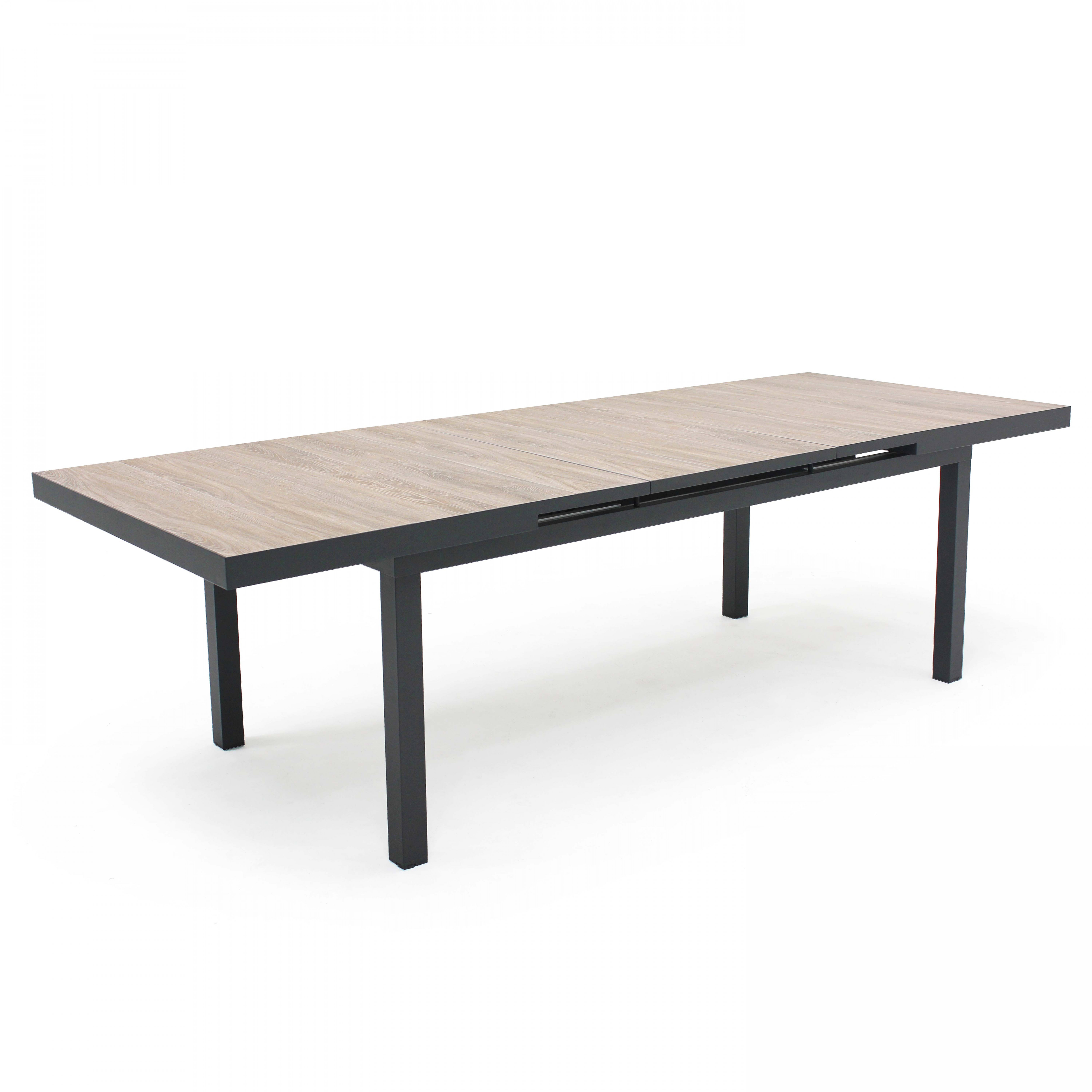 Table extensible avec plateau en céramique effet bois 10 à 12 personnes