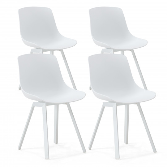 Chaises scandinave en plastique et aluminium - Lot de 4 | Oviala