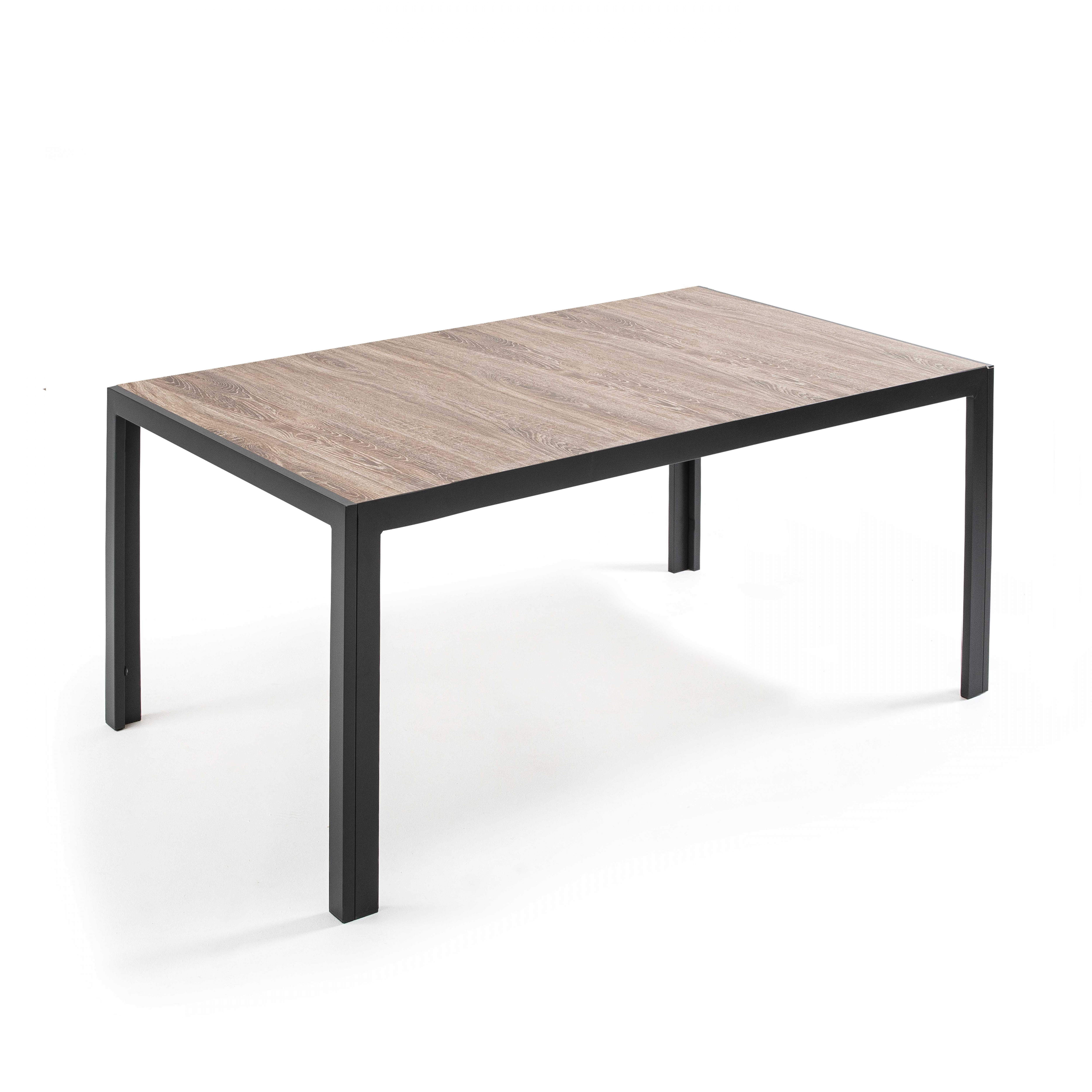 Table avec plateau en céramique effet bois 8 personnes