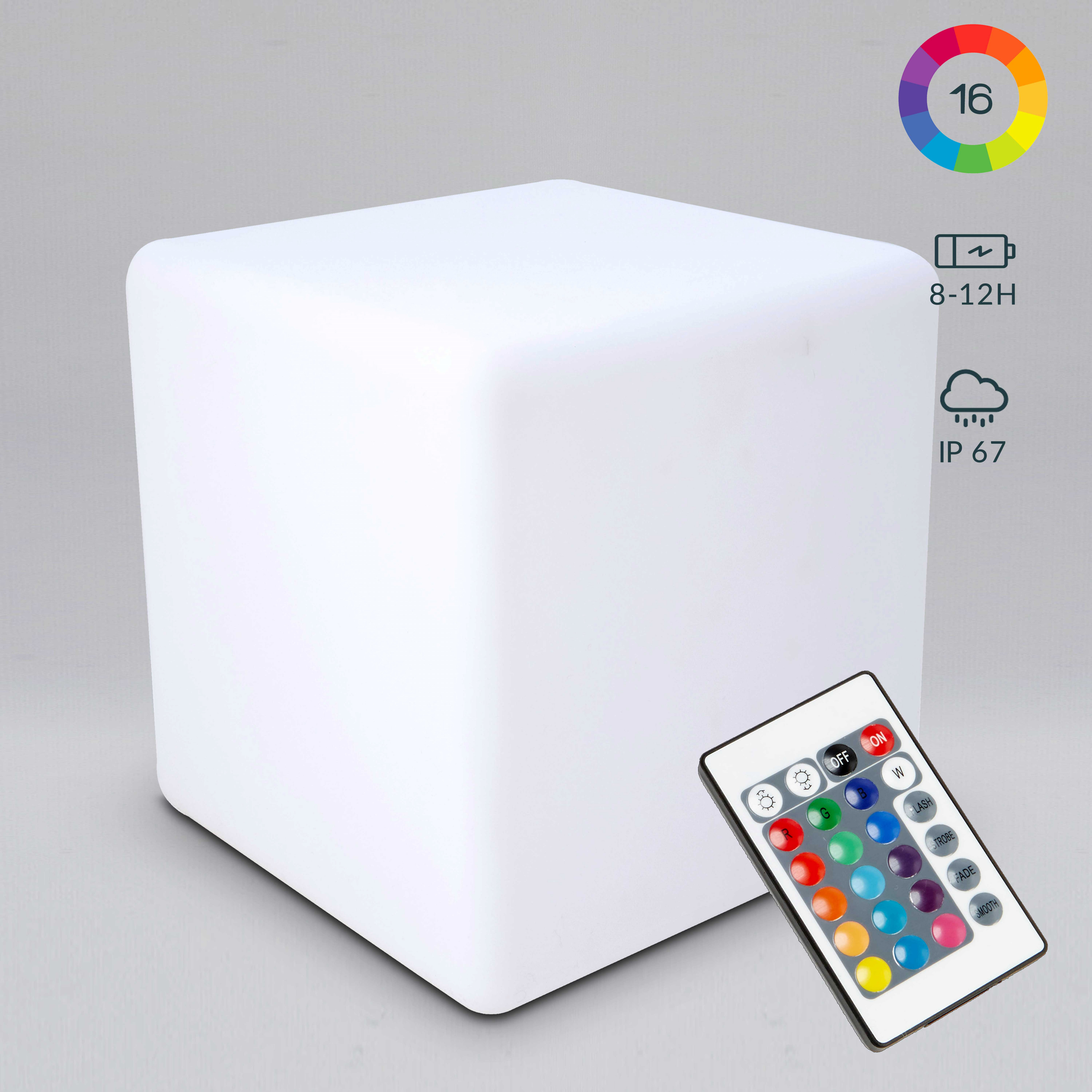 Cube lumineux en aluminium argenté 30 cm, 60 led blanc chaud - ATS