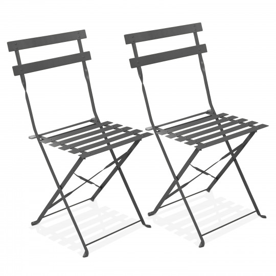 Lot de 2 chaises de jardin grises en métal