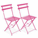 Lot de 2 chaises de jardin roses en métal
