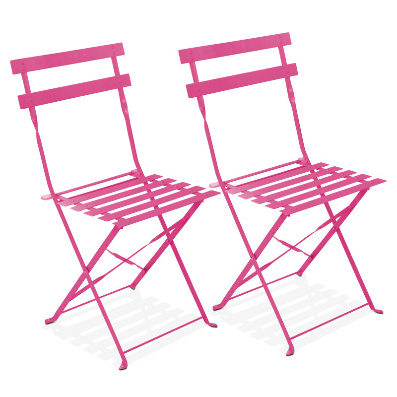 Lot de 2 chaises de jardin roses en métal