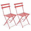 Lot de 2 chaises de jardin rouges en métal