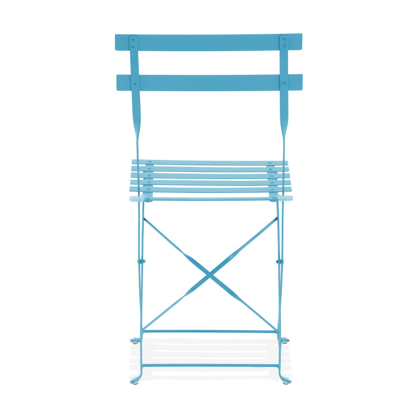 Chaise de jardin bleue en métal