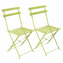 Lot de 2 chaises de jardin vertes en métal