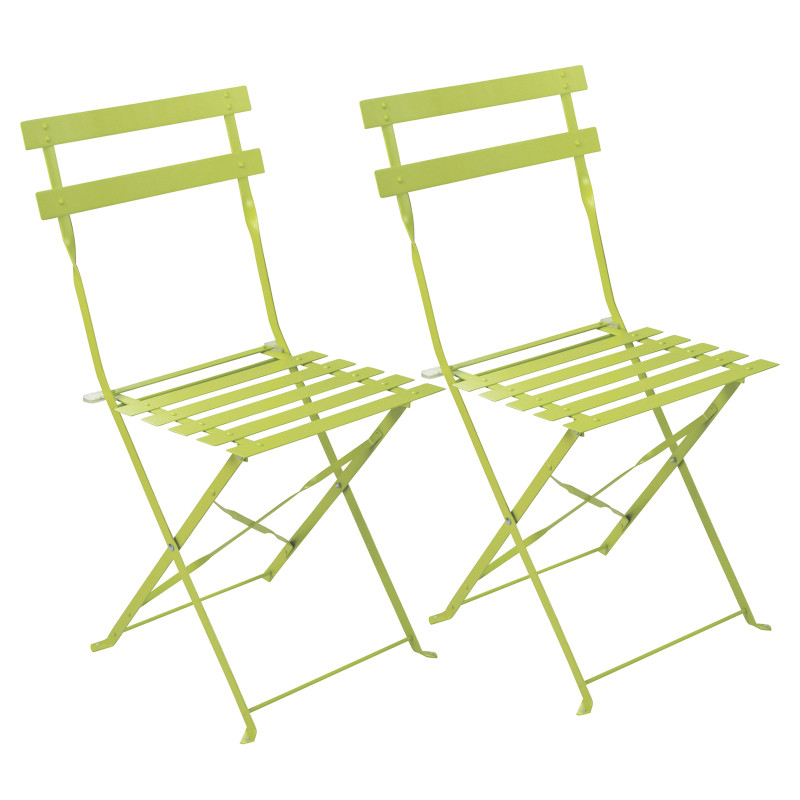 Lot de 2 chaises de jardin vertes en métal