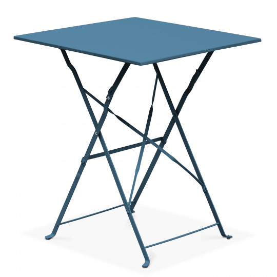 Table de jardin bistrot carrée pliante en métal 2 personnes 60x60 cm | Oviala