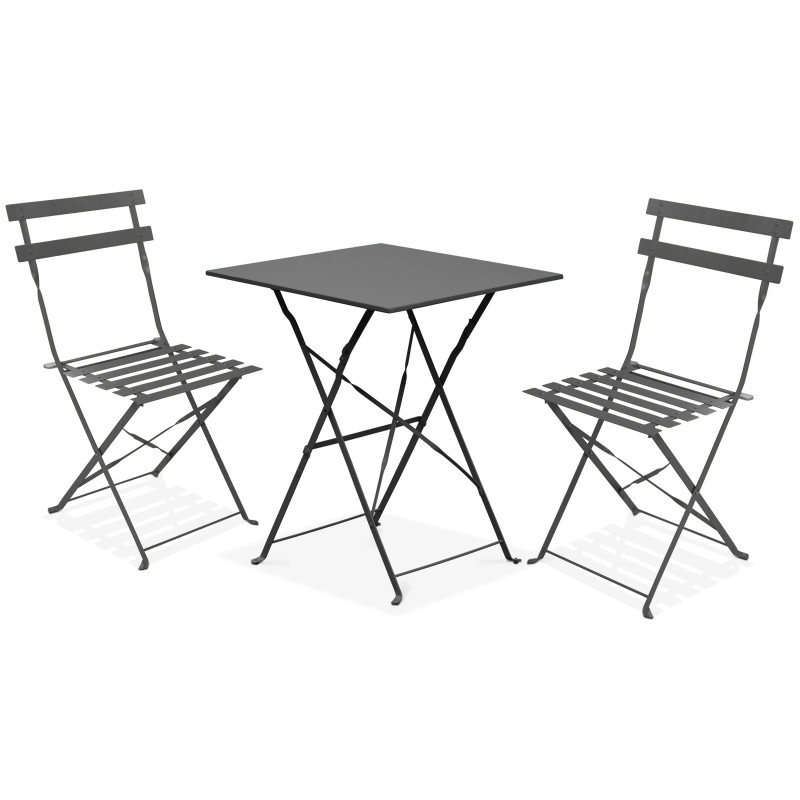 Ensemble table et chaises bistro pliant GRIS en métal