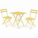 Ensemble table et chaises bistro pliant JAUNE en métal