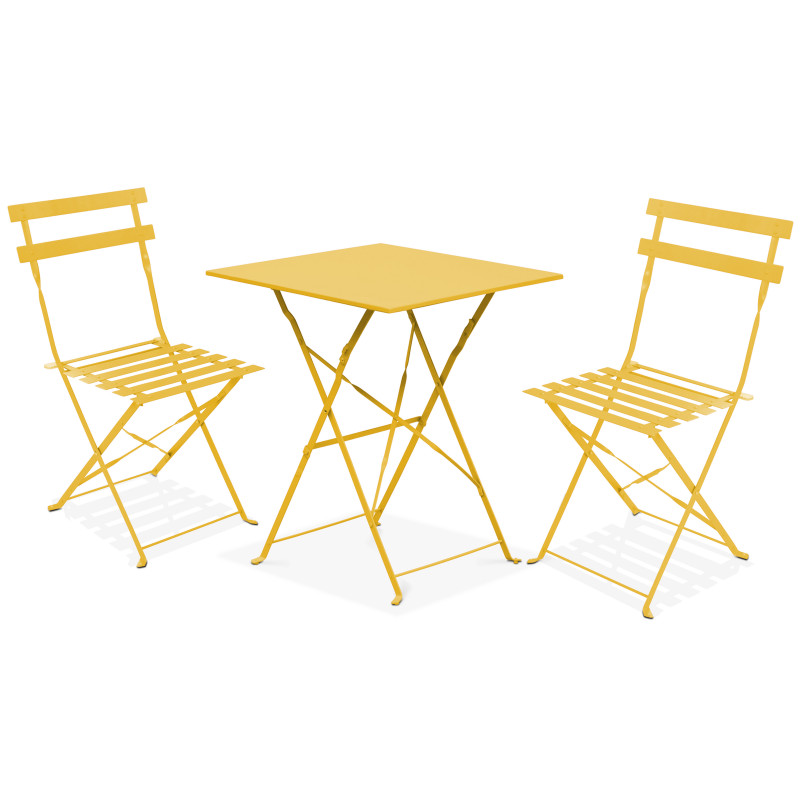 Ensemble table et chaises bistro pliant JAUNE en métal