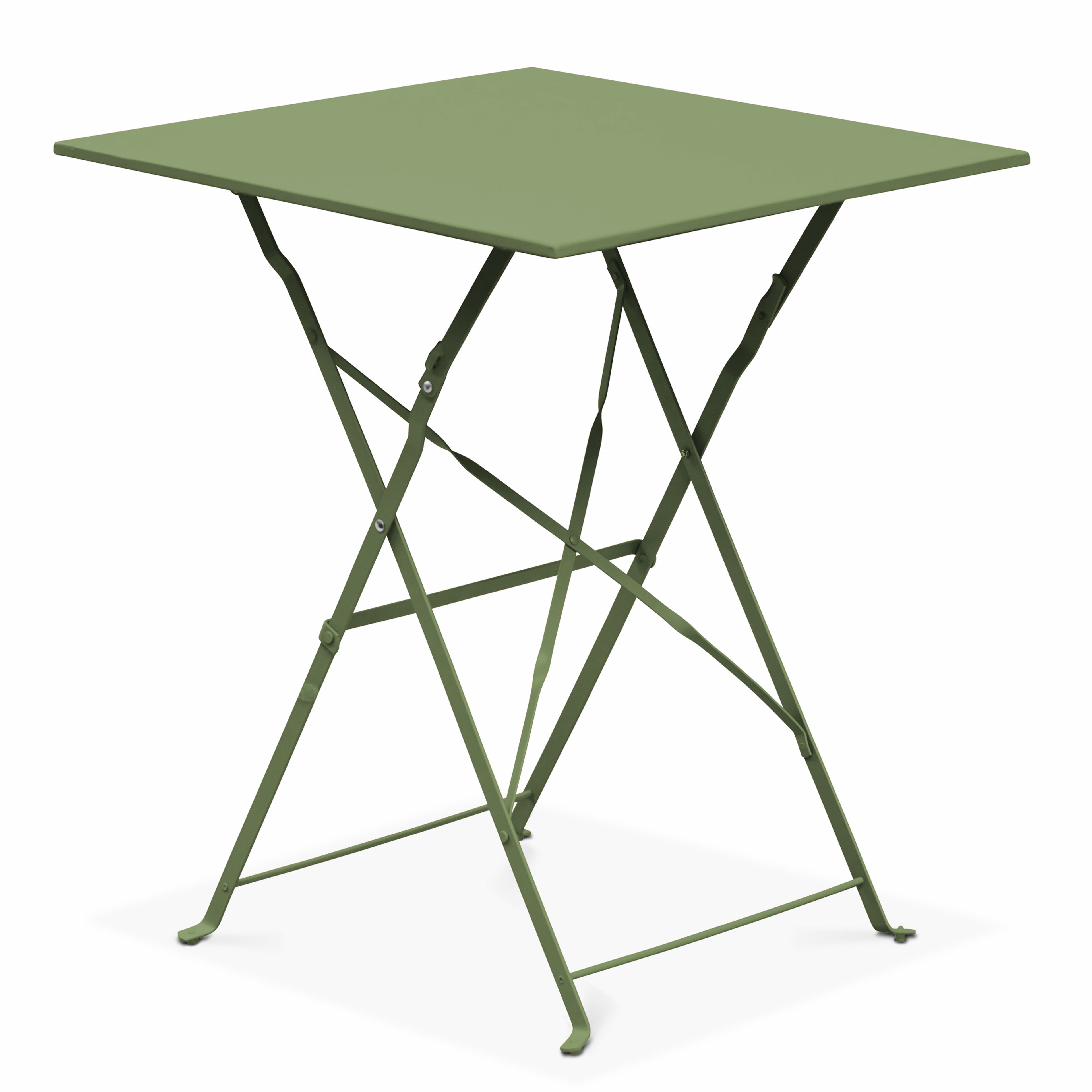 Pack table carrée + 2 chaises pliantes Sicile en métal Usage extérieur -  Taupe