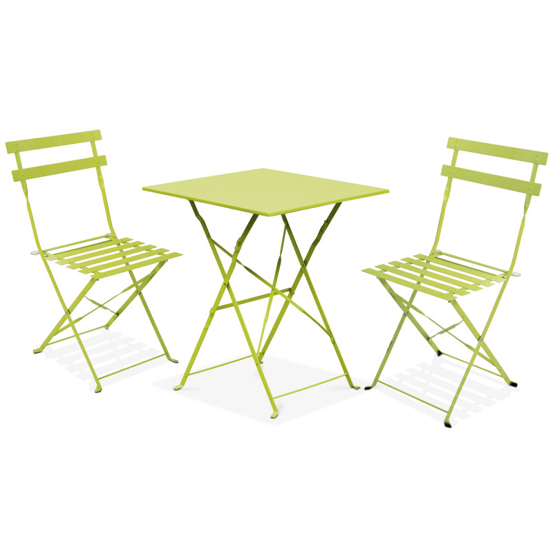 Ensemble table et chaises bistro pliant VERTE en métal