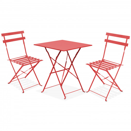 Ensemble table et chaises bistro pliant ROUGE en métal
