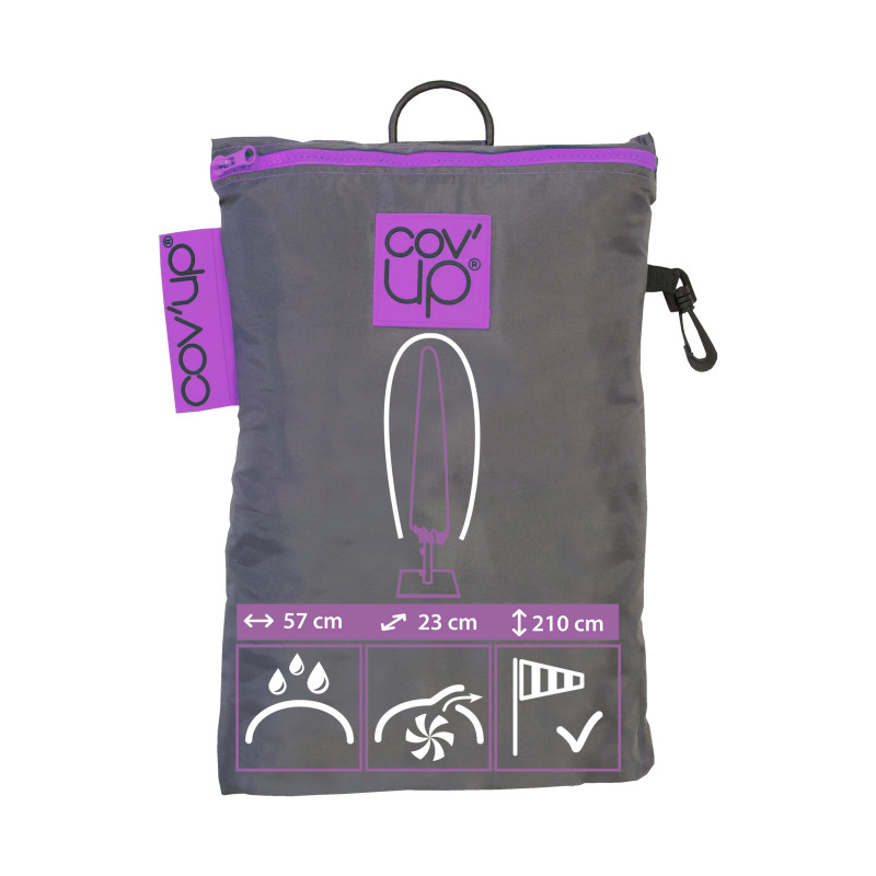 Housse de parasol droit 210 cm grise (3/3)