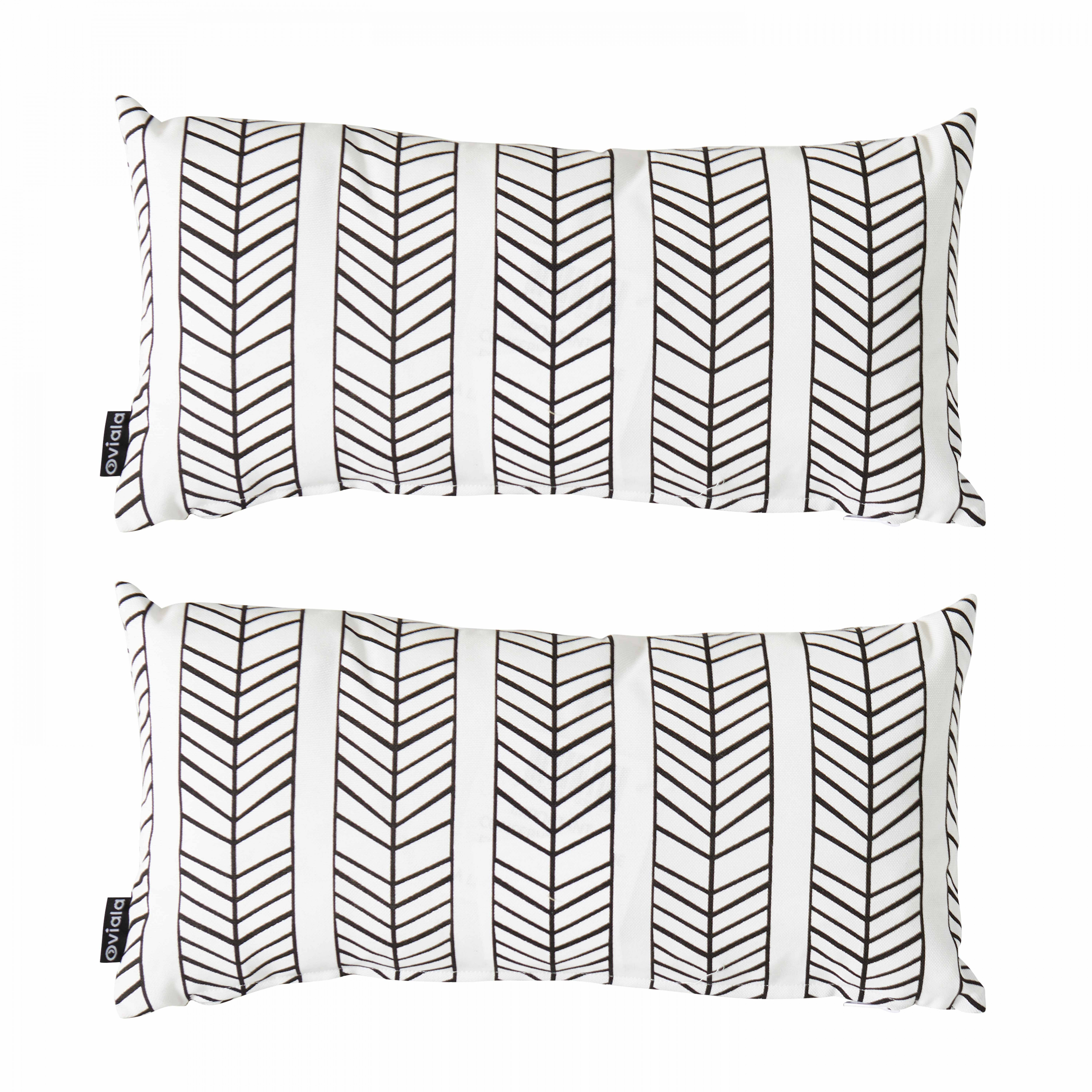 Lot de 2 petits coussins de décoration rectangulaire à motifs (40 x 20 x 8 cm)