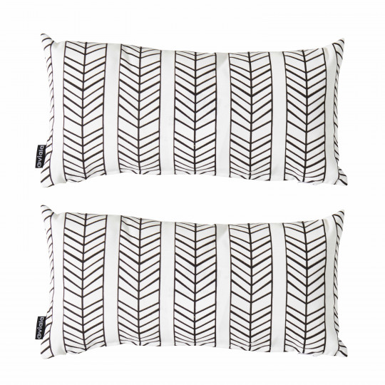 Lot de 2 petits coussins de jardin BLANC ET NOIR