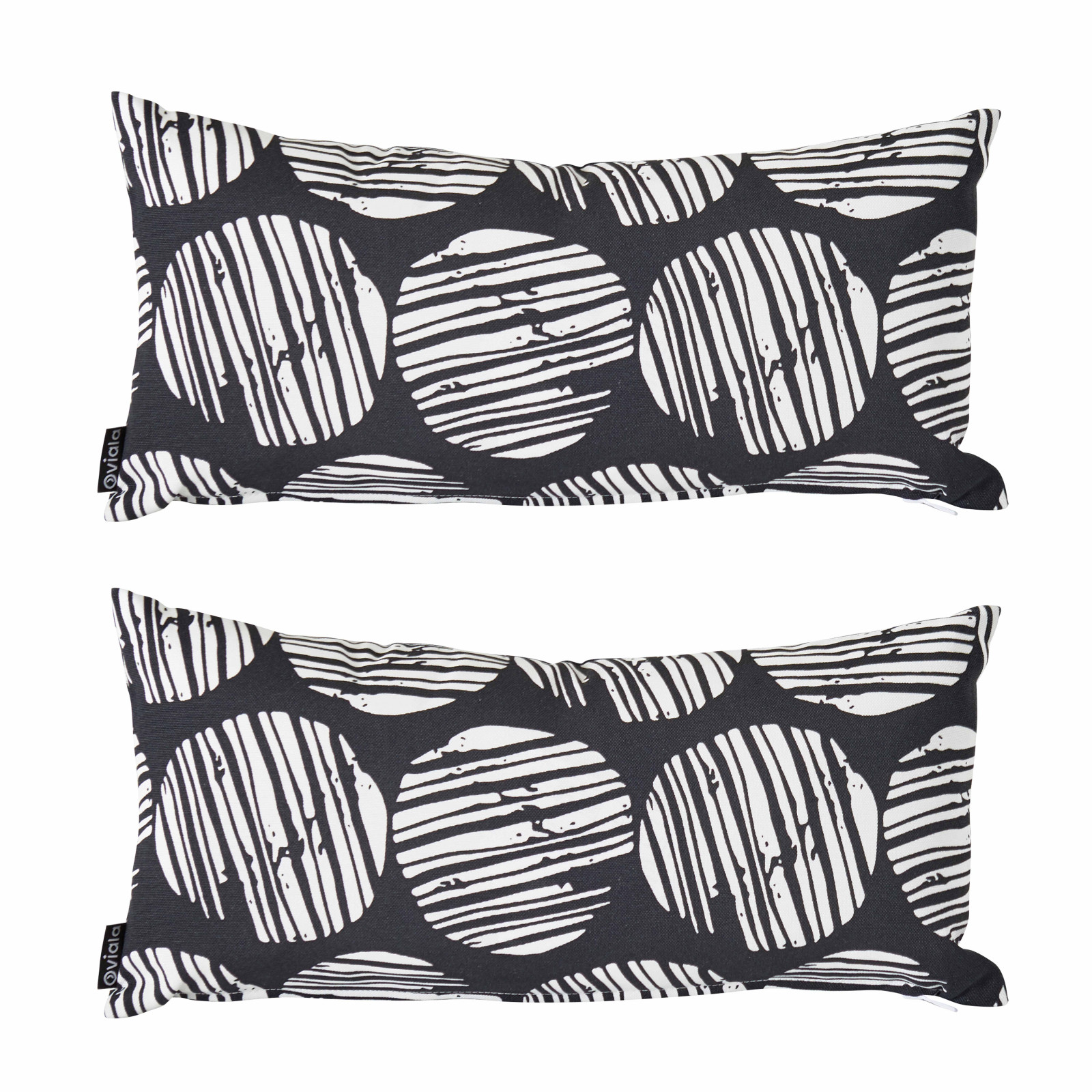 Lot de 2 petits coussins de jardin NOIR ET BLANC