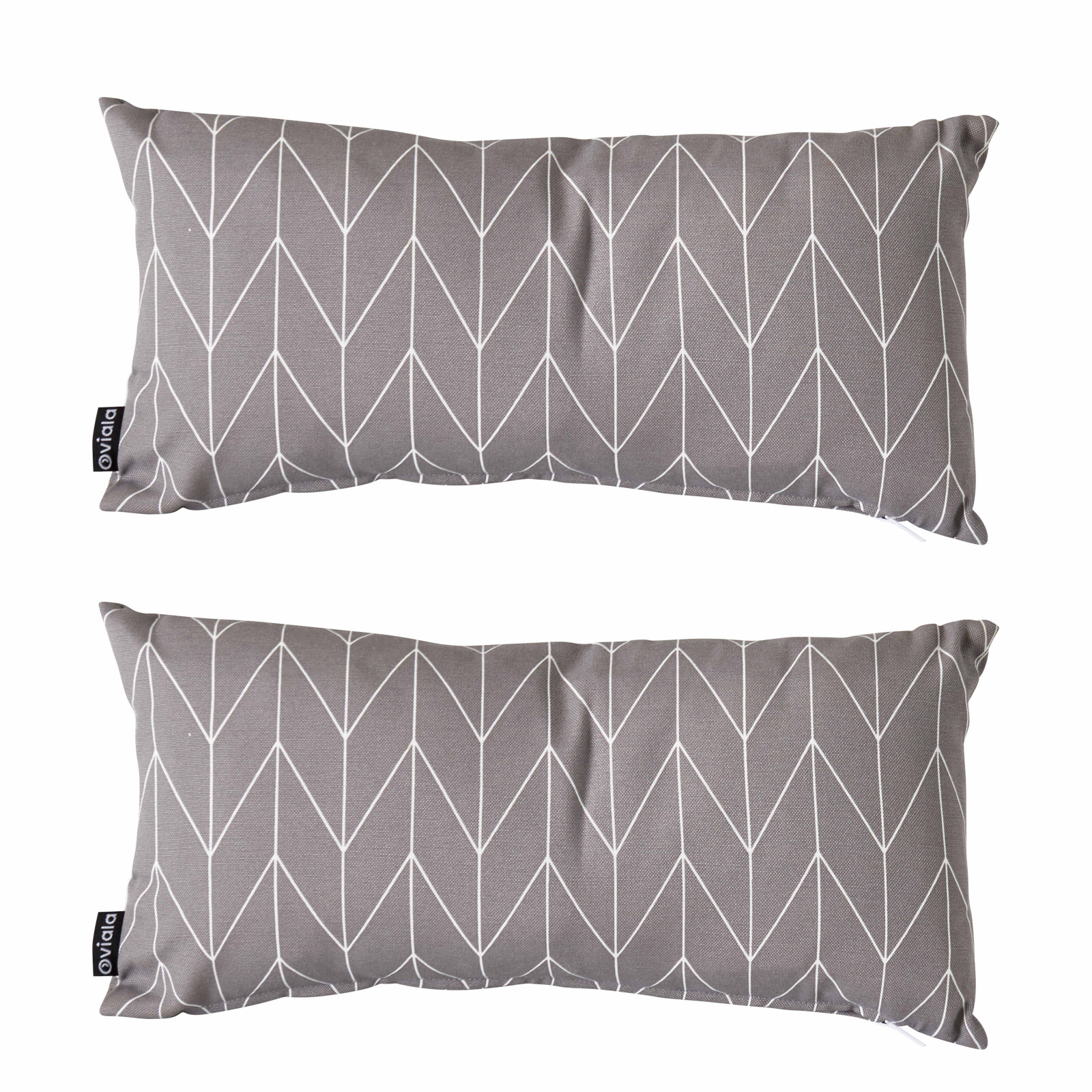 Lot de 2 petits coussins de jardin GRIS ET BLANC