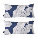 Lot de 2 petits coussins de jardin motifs floral BLEU ET BLANC