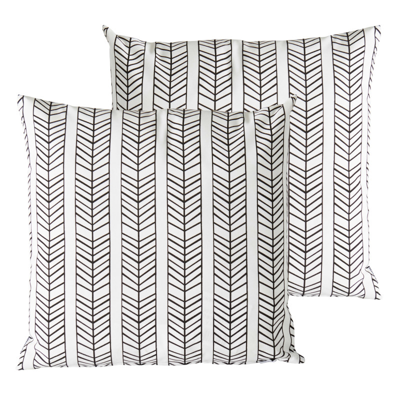 Lot de 2 coussins carrés BLANC ET NOIR