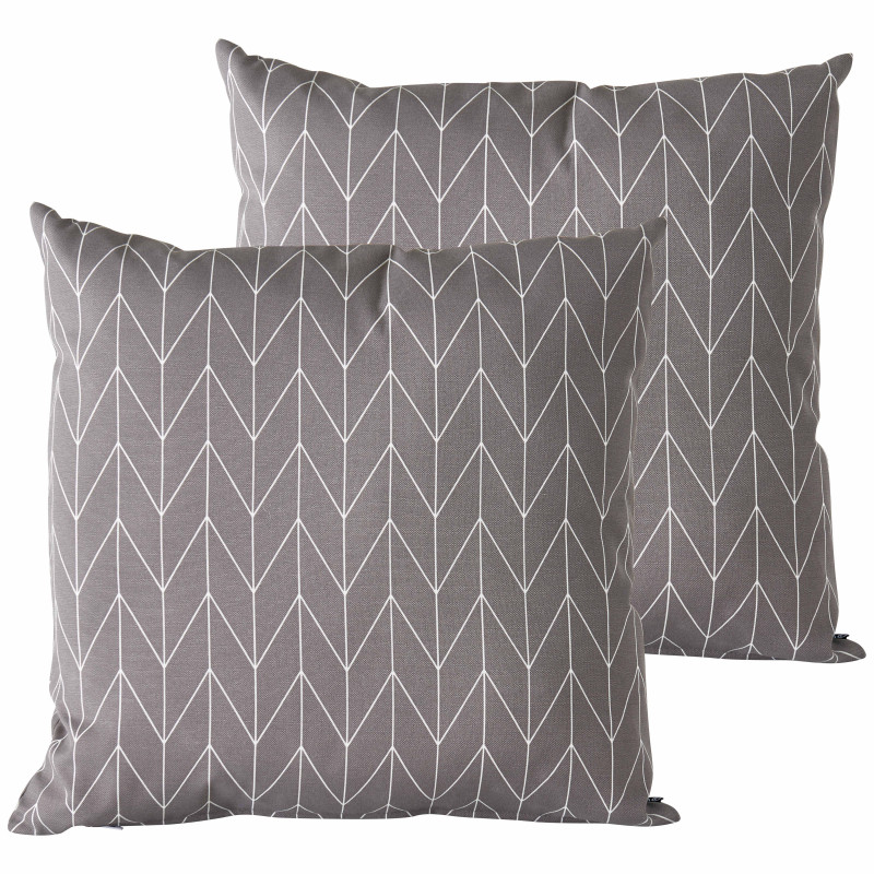 Lot de 2 coussins carrés GRIS ET BLANC