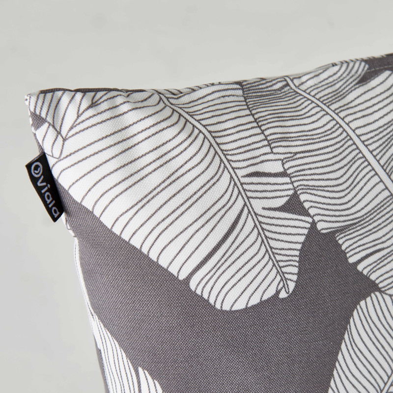 Focus coussin motif FLORAL GRIS ET BLANC (2/3)