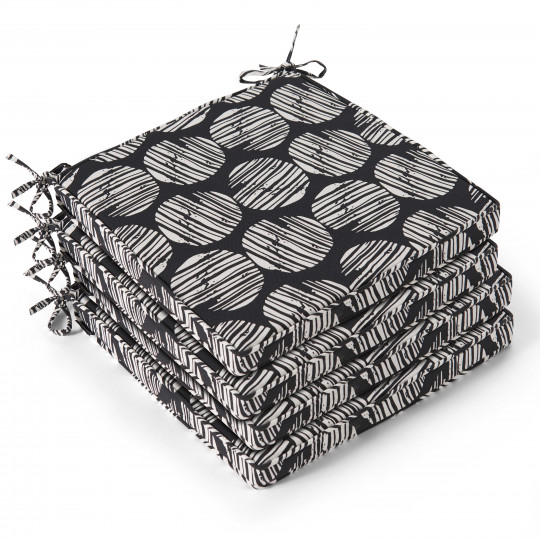 Lot de 4 galettes de chaises motif noir et blanc