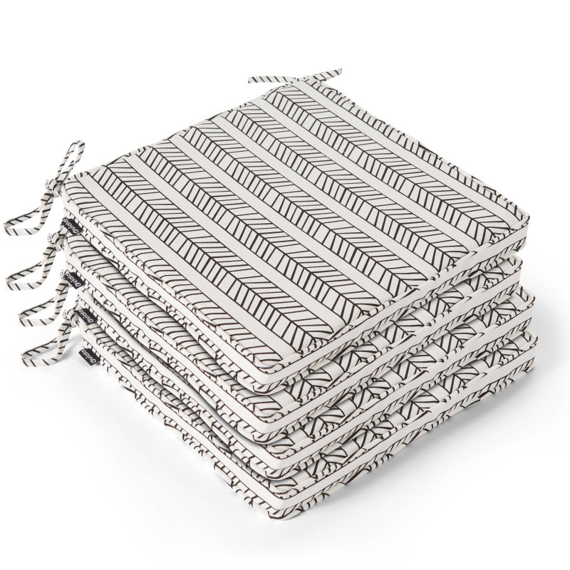 Lot de 4 galettes de chaises motif blanc et noir