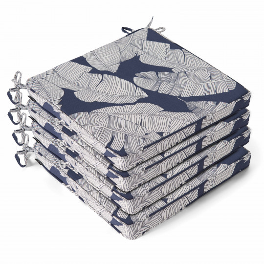 Lot de 4 galettes de chaises motifs bleu et blanc