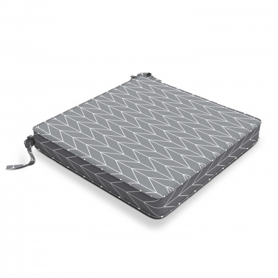 Galette de chaise 40 cm - Paita gris et blanc