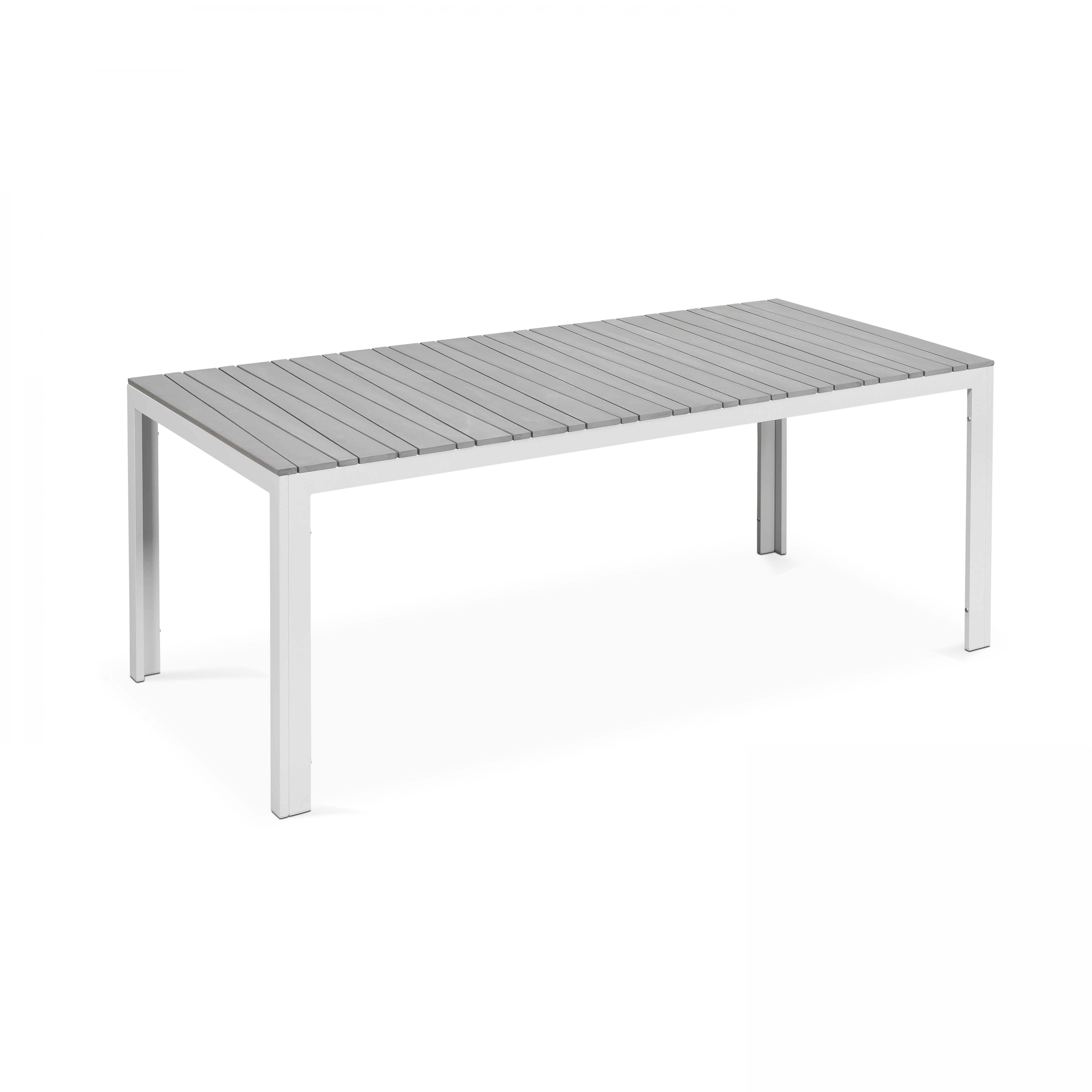 Table de jardin rectangulaire 8 personnes en aluminium et polywood (190 x 90 x 74 cm)